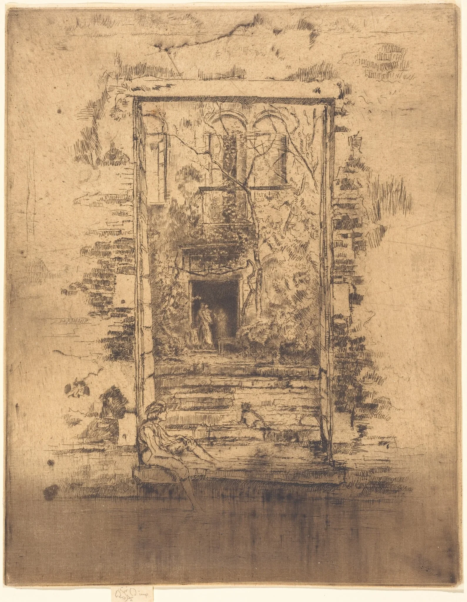 Garden, by James McNeill Whistler, ink, 1880
