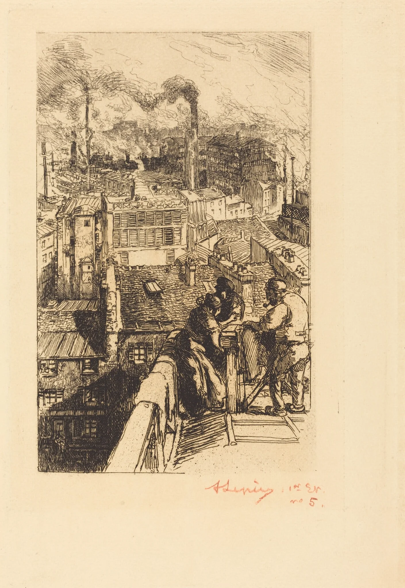 Gobelins Quarter (Le quartier des Gobelins), by Auguste Lepère, ink, 1893