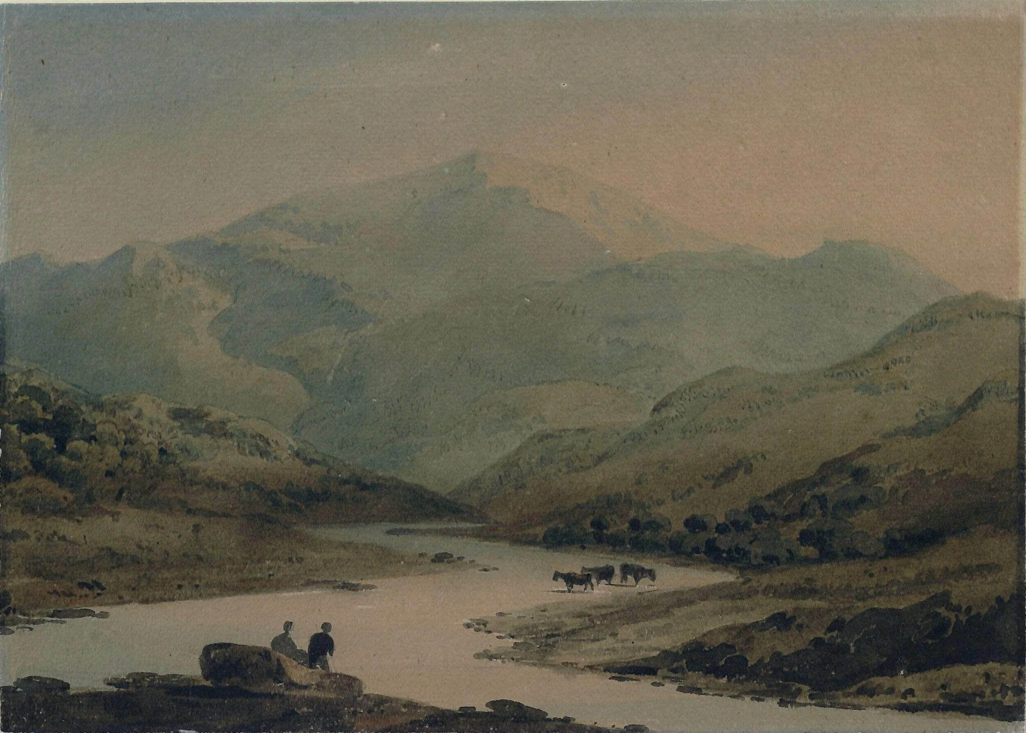 River scene: cattle in shallows