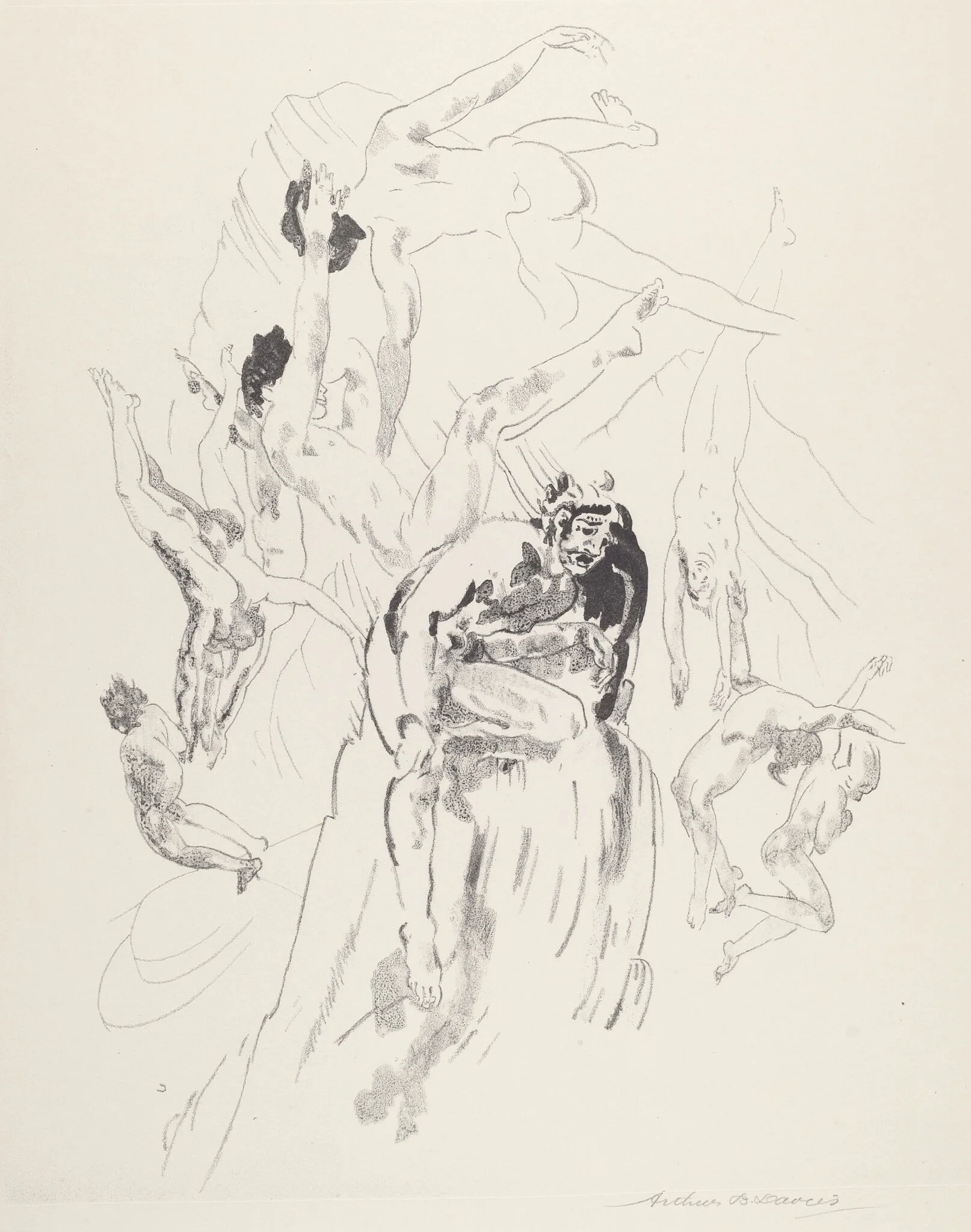 Bird Men, by Arthur Bowen Davies, ink, 1920