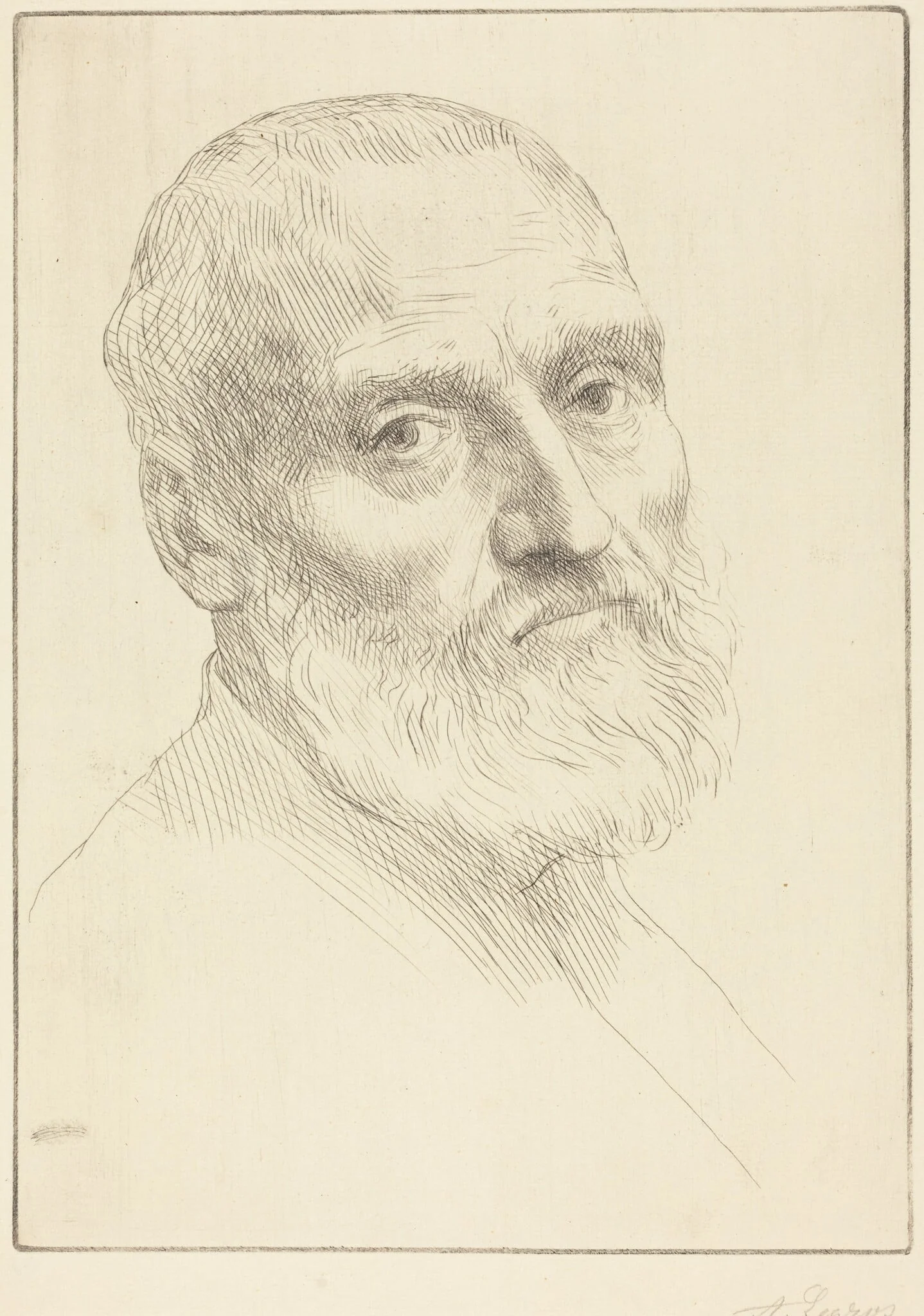 Study for Head of a Man (Etude de tete d'homme), by Alphonse Legros, ink, 1874