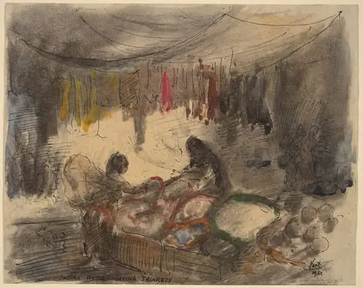 Market, Mexico, Indian Woman Buying Trinkets