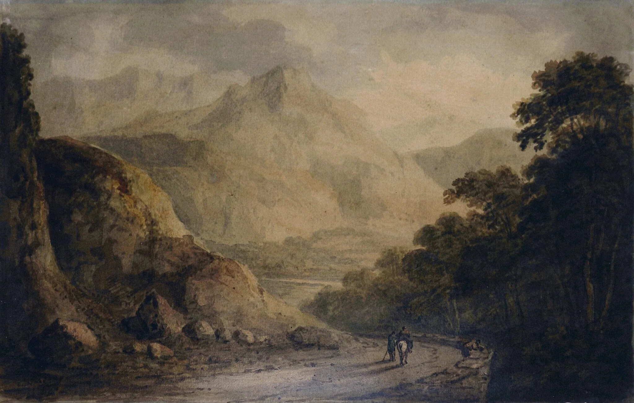 Road leading to Pont Aberglaslyn: View looking into the Vale of Festiniog, North Wales