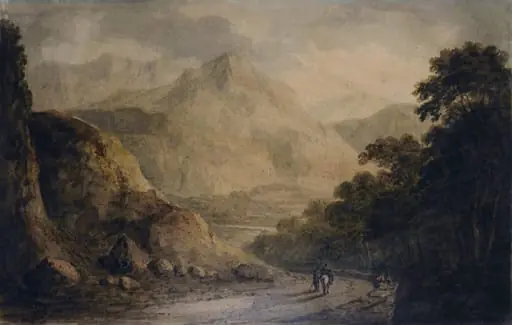 Road leading to Pont Aberglaslyn: View looking into the Vale of Festiniog, North Wales