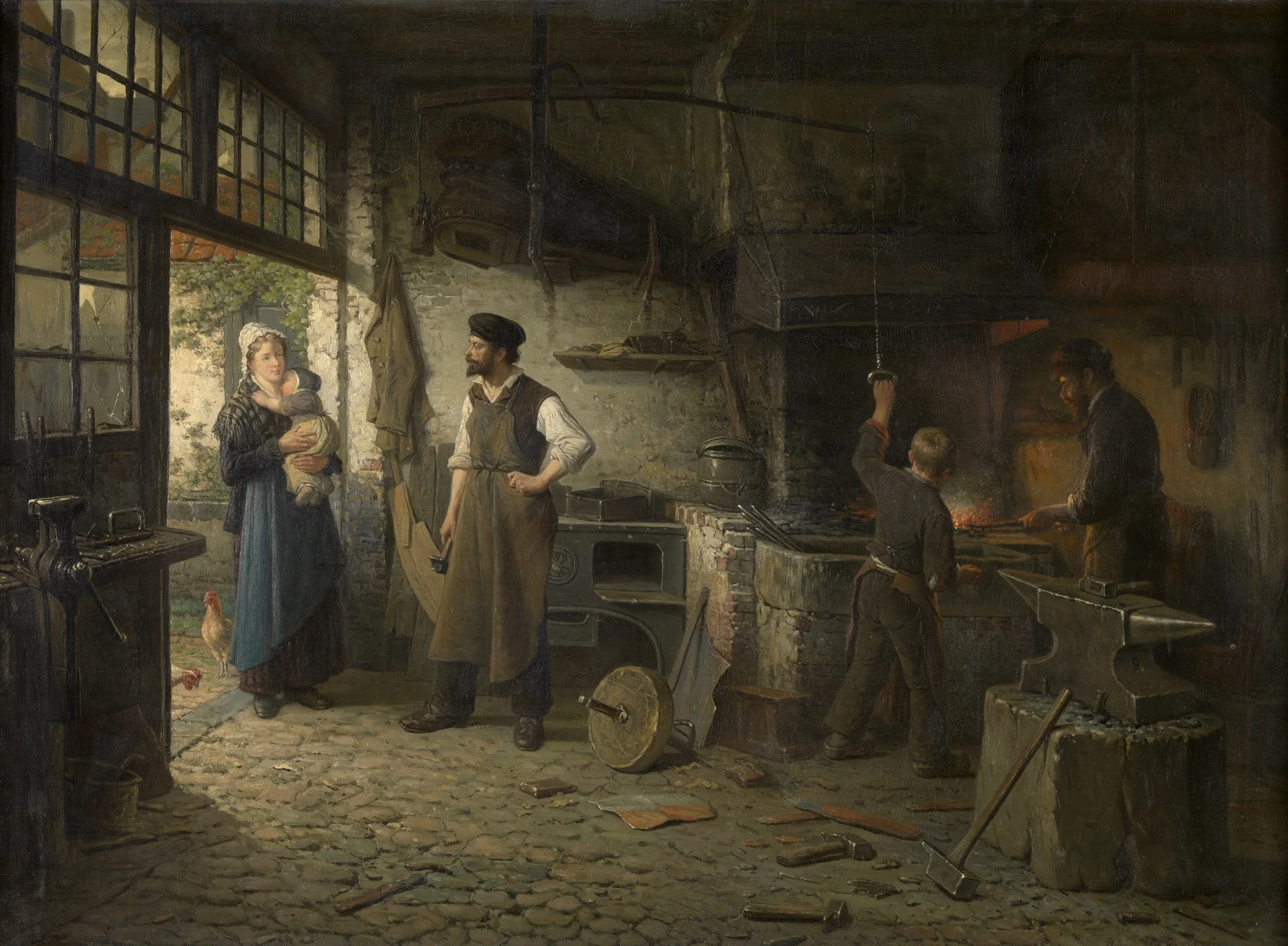 The Shoeing-Smith, by Adriaan De Braekeleer, oil, 1890