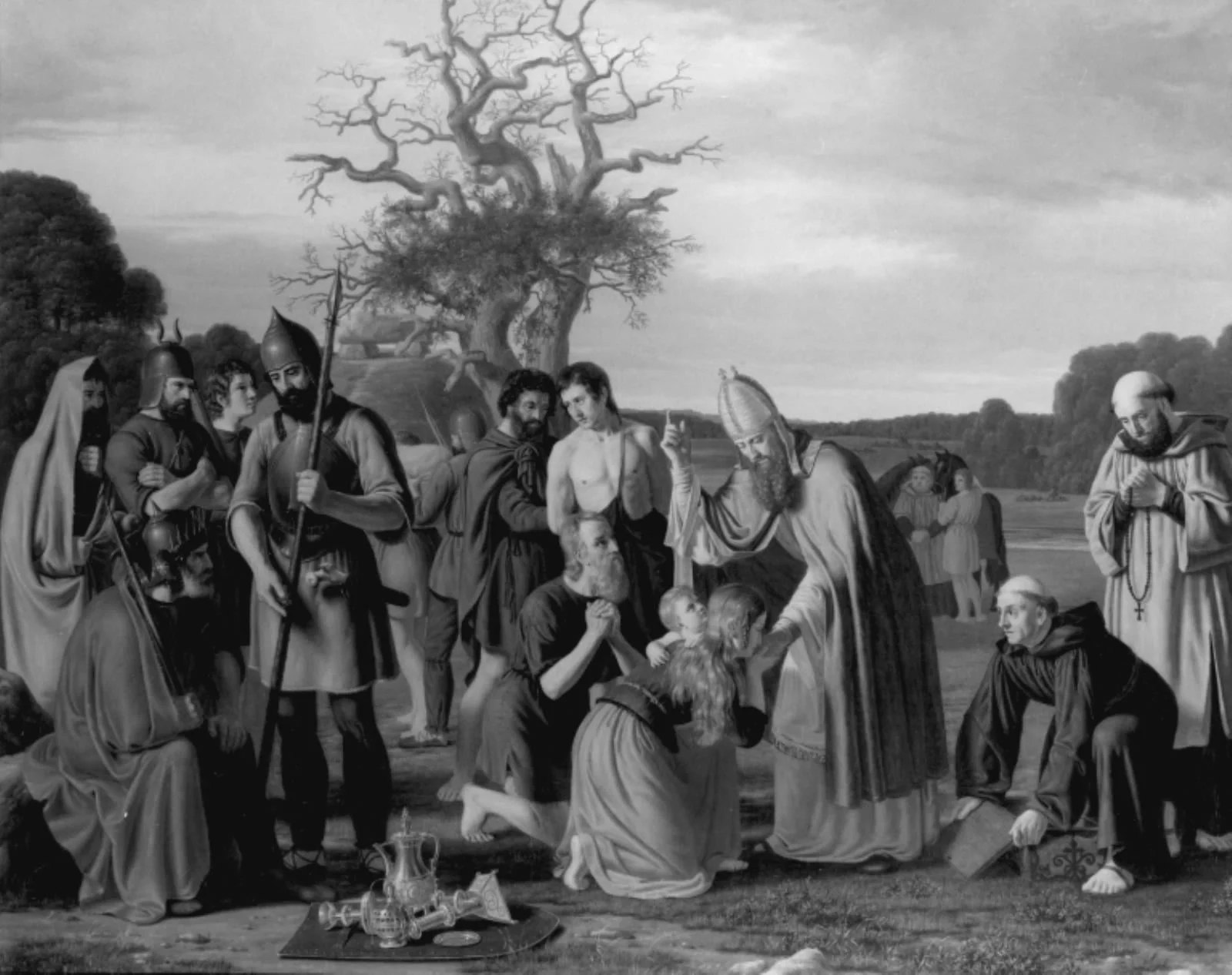 Biskop Rembert frikøber kristne fanger af hedninger, by Unknown, 1850