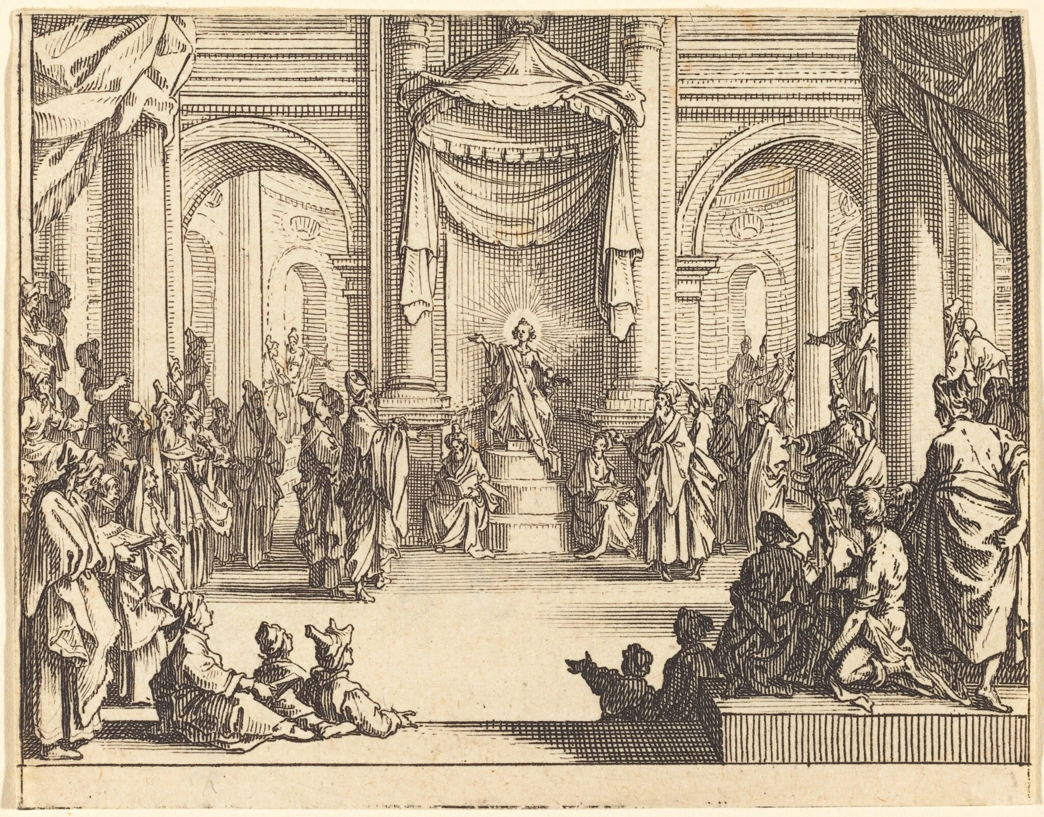Christ Disputing with the Doctors, by Jacques Callot, ink, 1635
