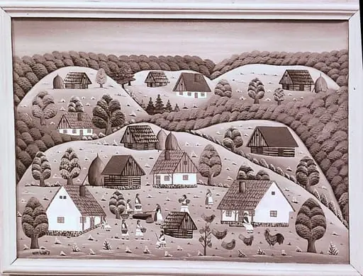 Sequences from the Village Museum, naive painting by Petru Mihuțe - The Magiunul’s Fate (1988)