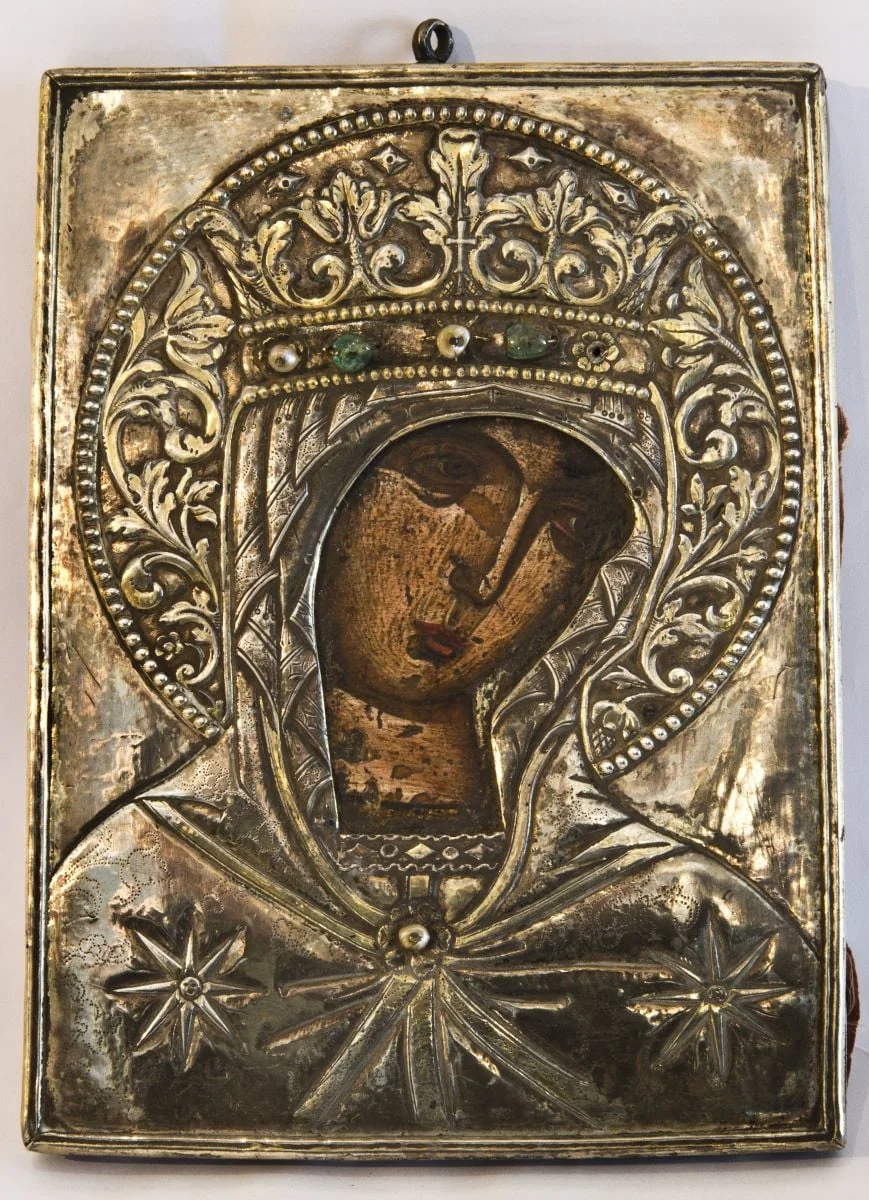 Maica Domnului; Icoană ferecată, by Unknown, 1850