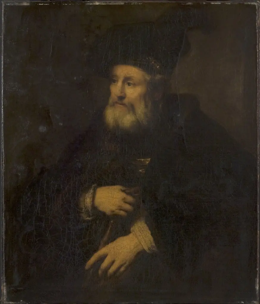 Old Man in Fanciful Costume Holding a Stick