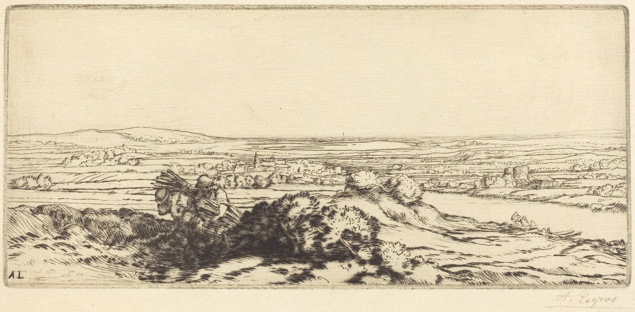 Valley of Dunes (La vallee des dunes), by Alphonse Legros, ink, 1874