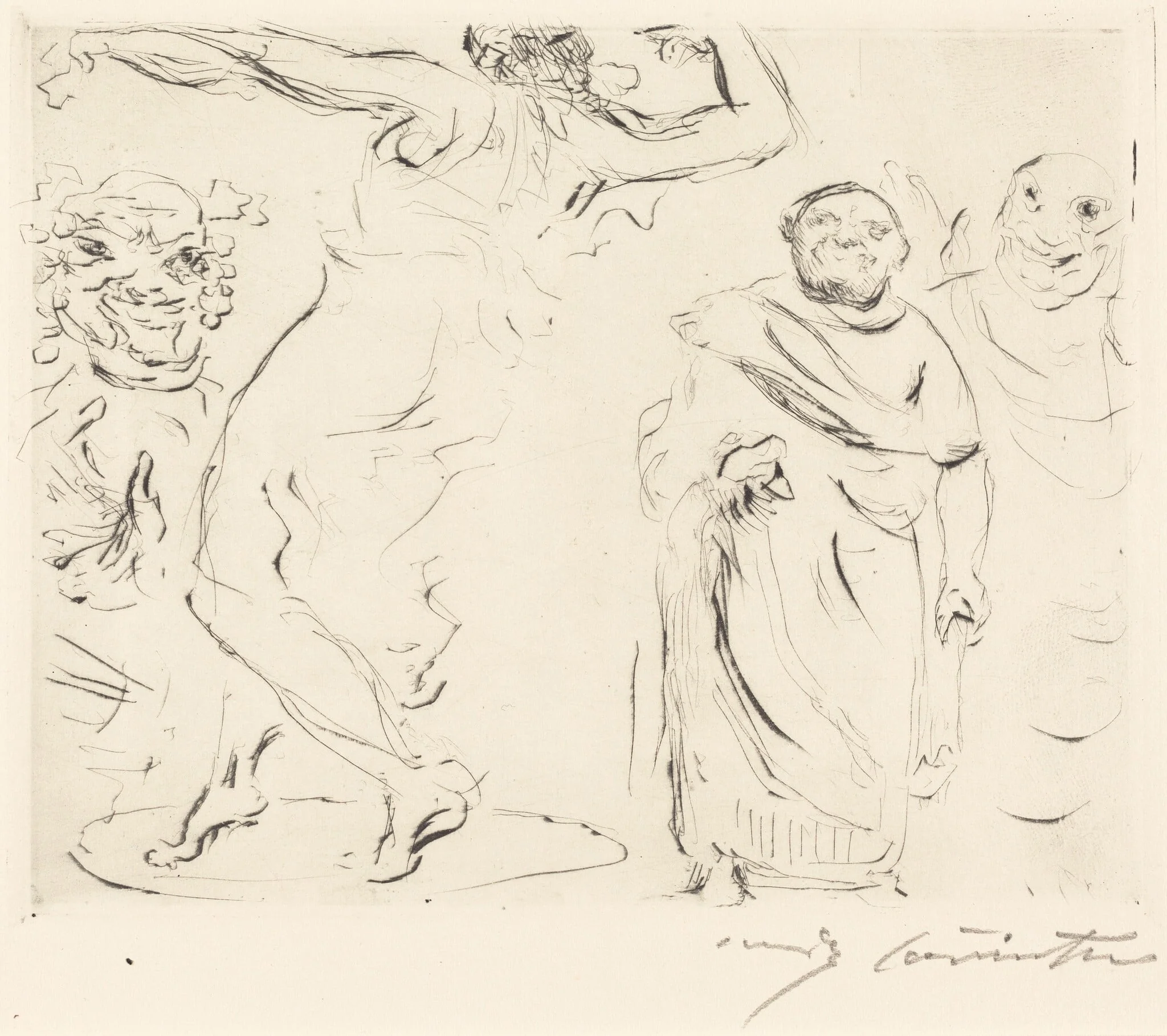 Das Gastmahl des Trimalchio: pl. XI (The Banquet of Trimalchio: pl. XI), by Lovis Corinth, ink, 1919