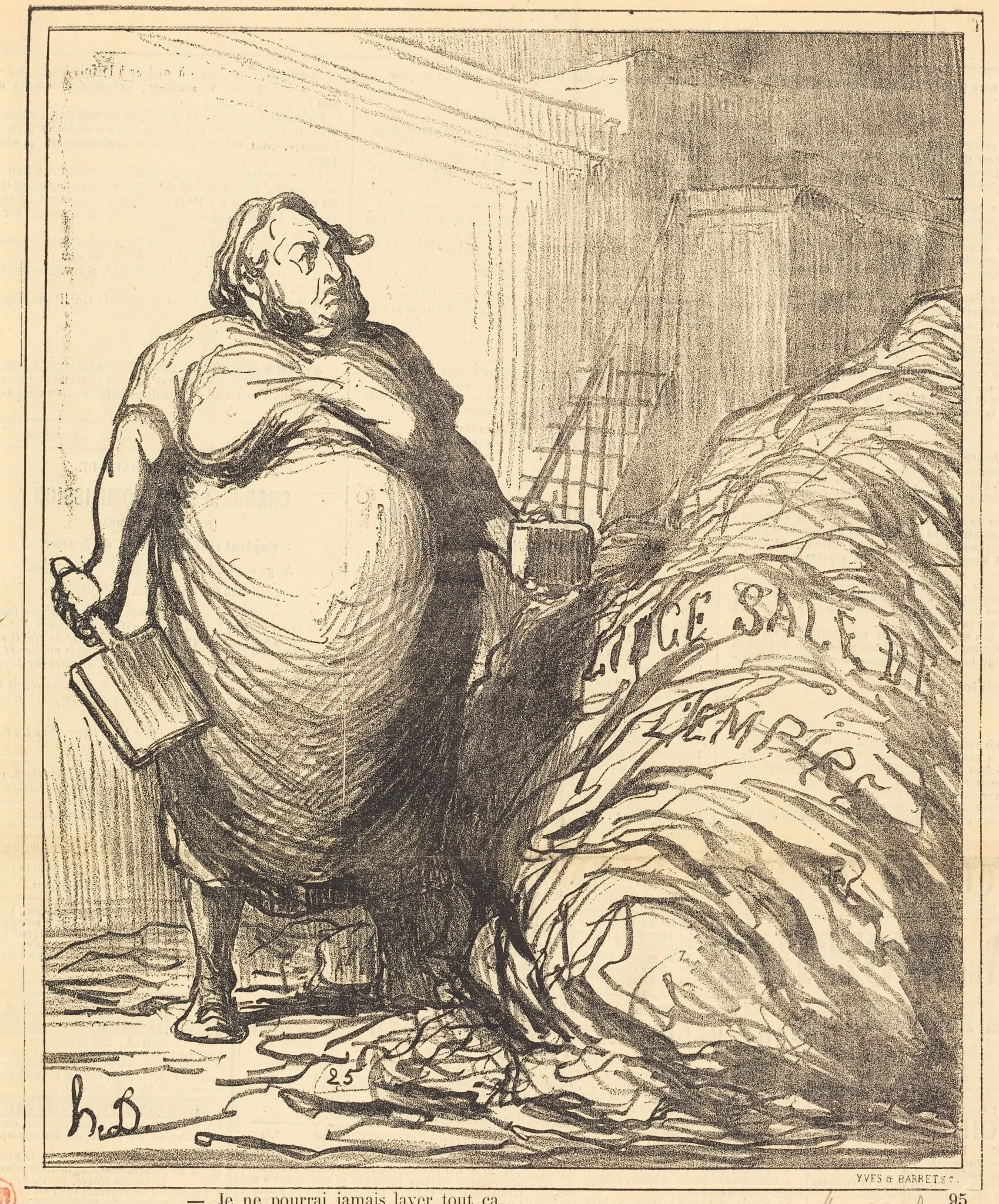 Je ne pourrai jamais laver tout ça, by Honoré Daumier, 1872