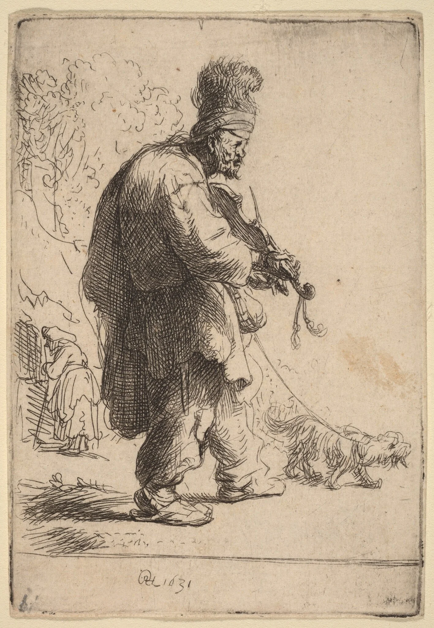 The Blind Fiddler, by Rembrandt, ink, 1631