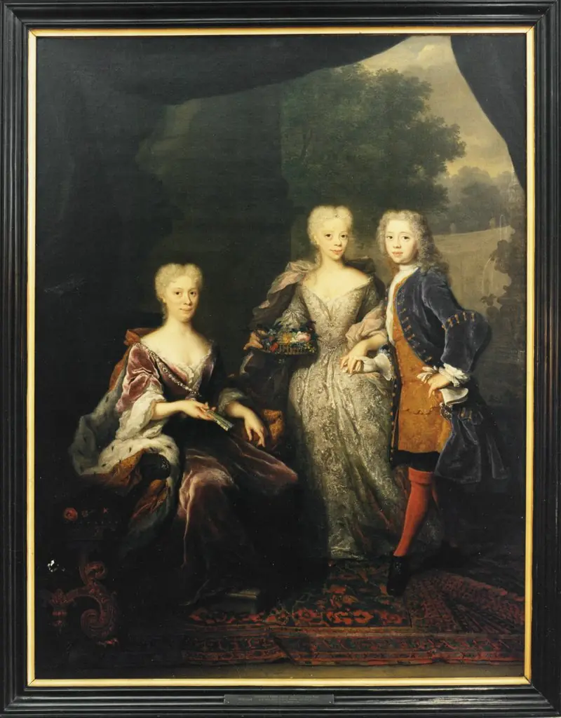 Marie Louise , 1688-1765, Princess of Hesse-Kassel, married to John William Friso of Nassau-Dietz and of Orange, with her children Anne Charlotte Amelie and Willem Karel Hendrik Friso