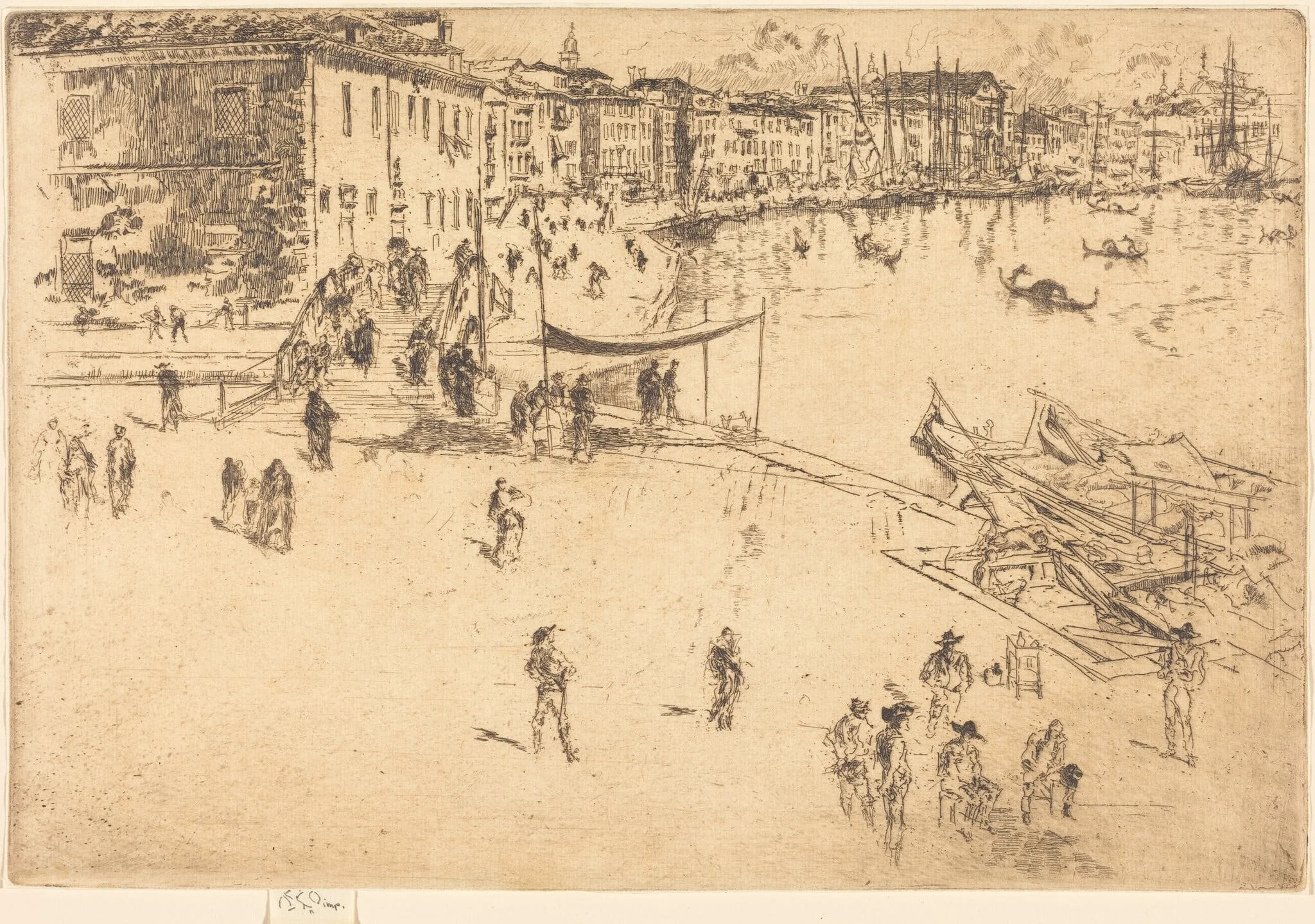 The Riva, No.II, by James McNeill Whistler, ink, 1880