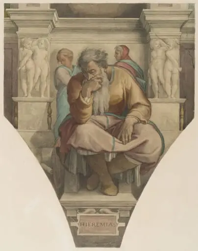 Copy after Michelangelo’s fresco of the ‘Prophet Jeremiah’ on the Sistine Chapel vault (Sistine Chapel, Rome, about 1512)