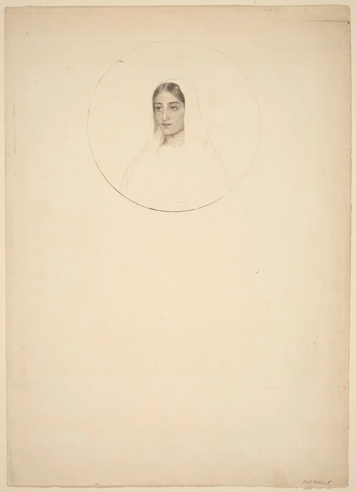 Young Woman's Head, by Esther Frances Alexander, ink, 1864