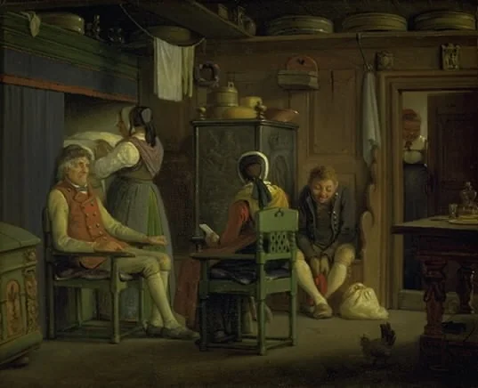 En friers moder taler sin søns sag, by Wilhelm Marstrand, oil, 1849