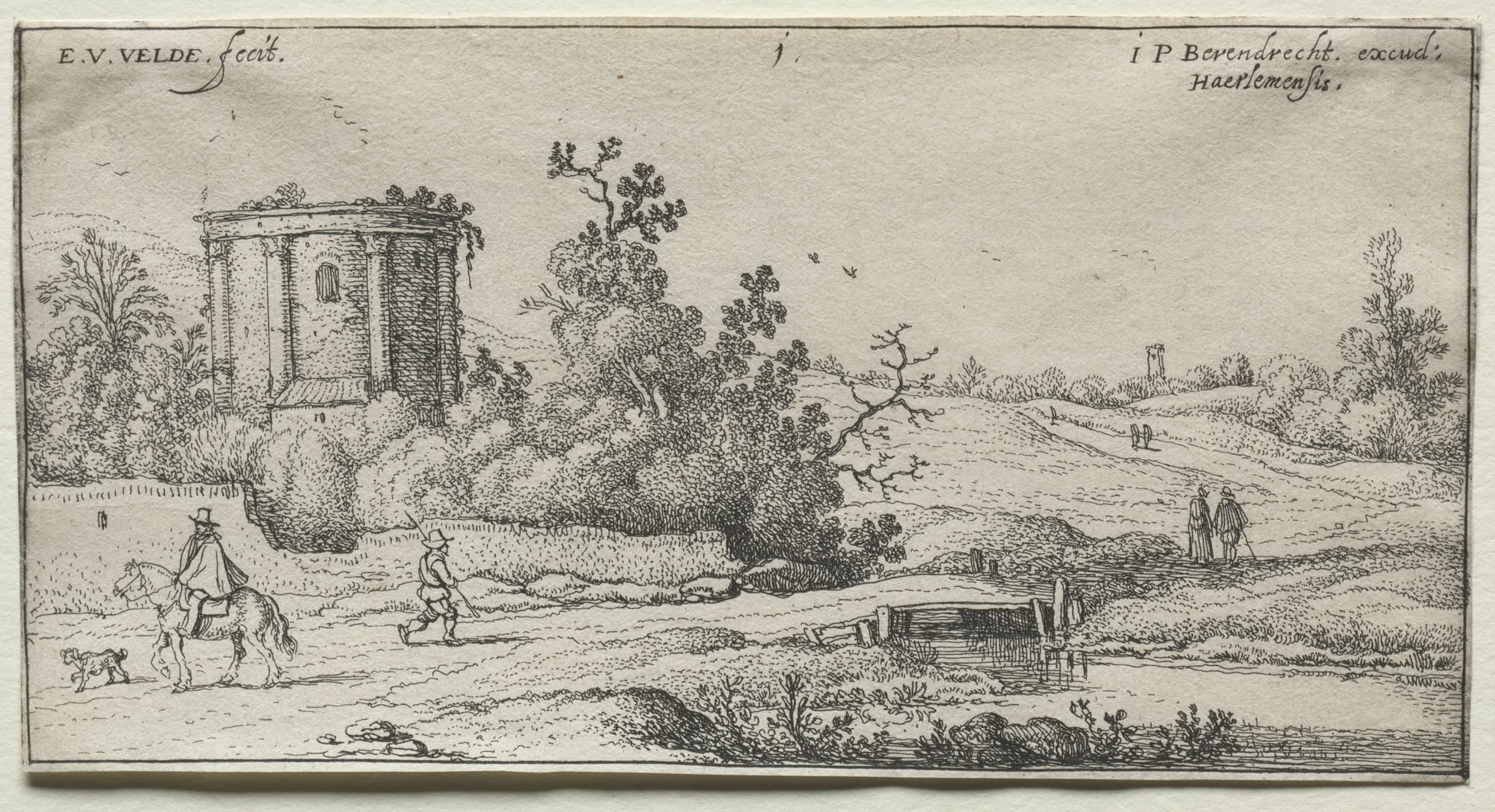 Landscapes: Landscape with Ruins of a Roman Temple, by Esaias van de Velde, 1630