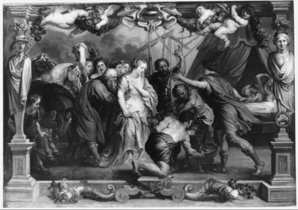 Briseis Returning to Achilles, by Peter Paul Rubens, oil, 1667