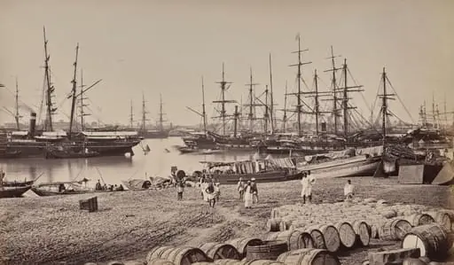 Calcutta. The Custom House Landing Place. Shipping in the River Hoogly
