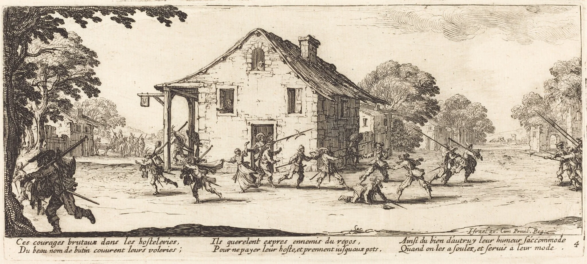 Scene of Pillage, by Jacques Callot, ink, 1633
