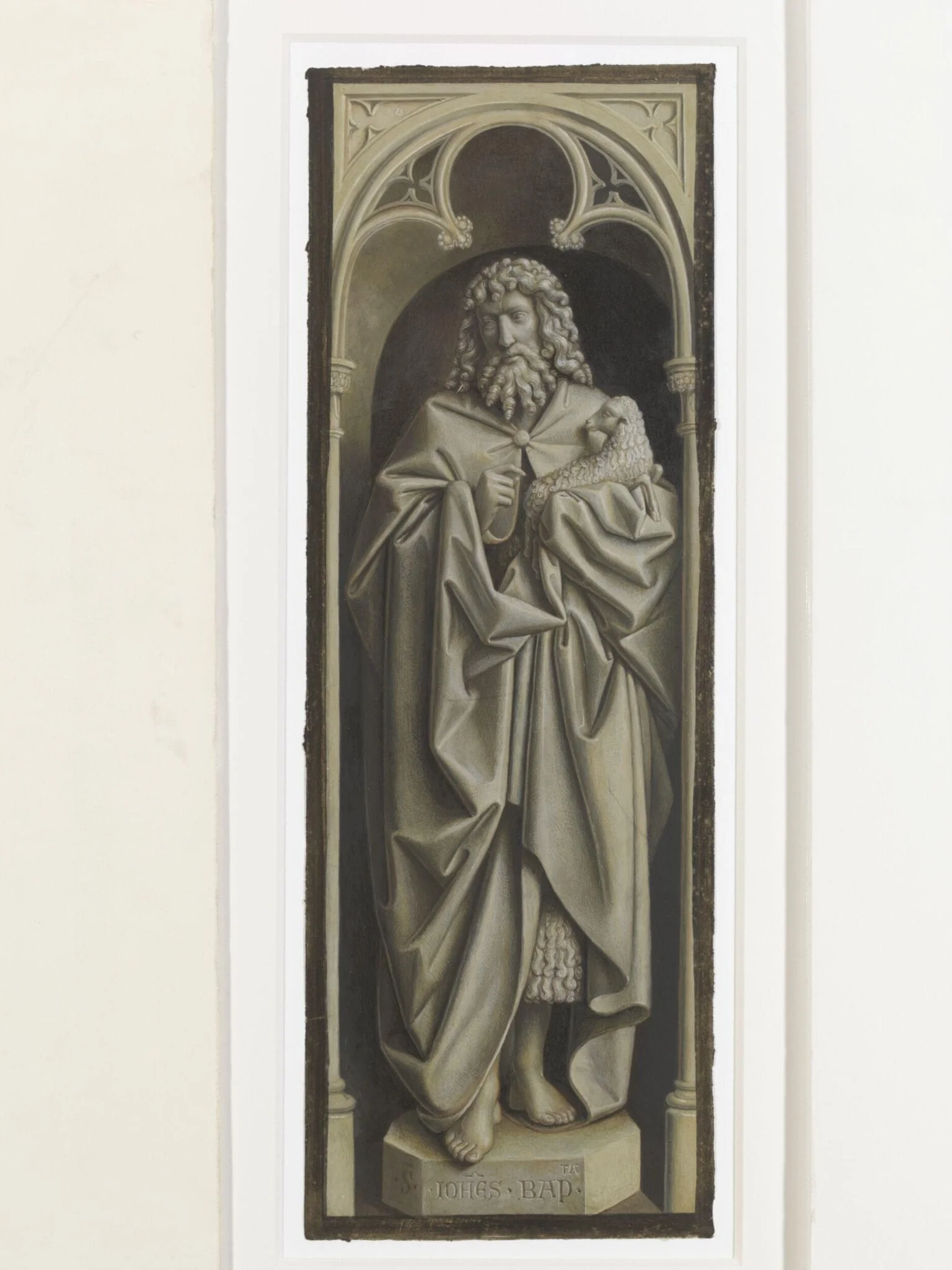 Copy of a detail of the Ghent Altarpiece, St John the Baptist by Hubert and Jan van Eyck in the church of St Bavon, Ghent.