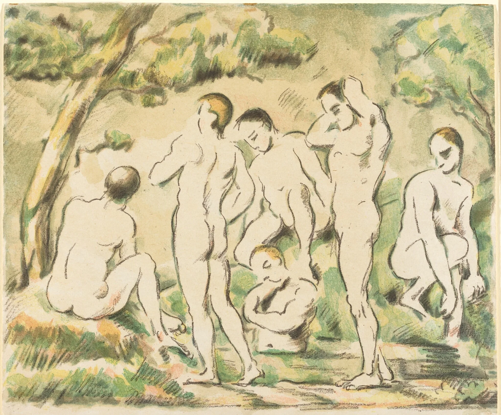 The Bathers (Small Plate), by Paul Cezanne, ink, 1897