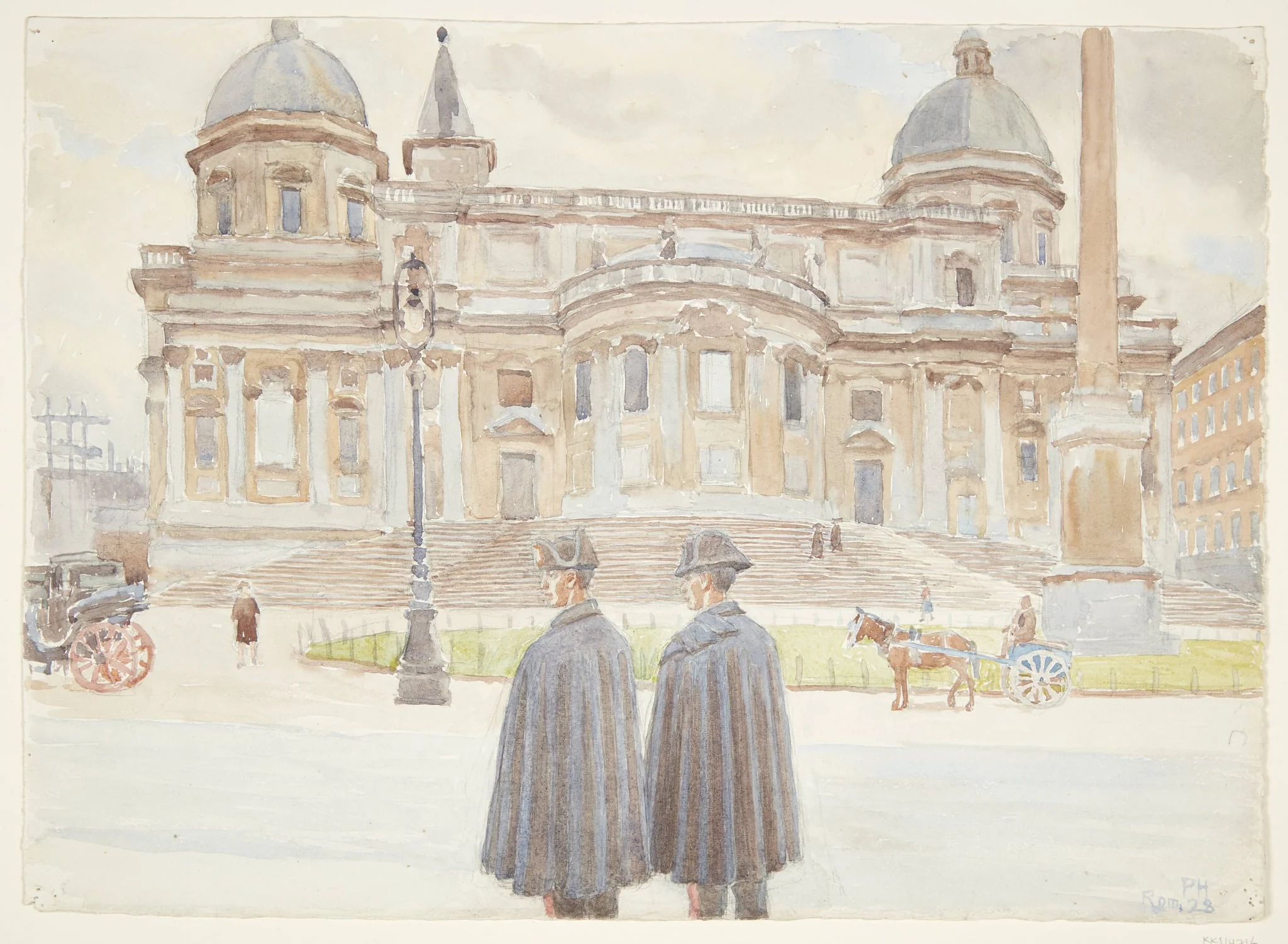 To Karabinierer uden for Santa Maria Maggiore, by Unknown, unspecified, 1928