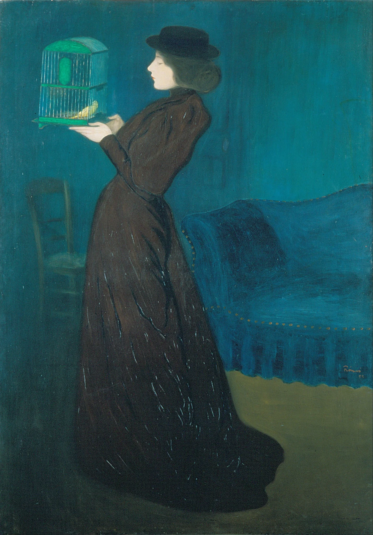 Woman with a Birdcage, by József Rippl-Rónai, oil, 1896