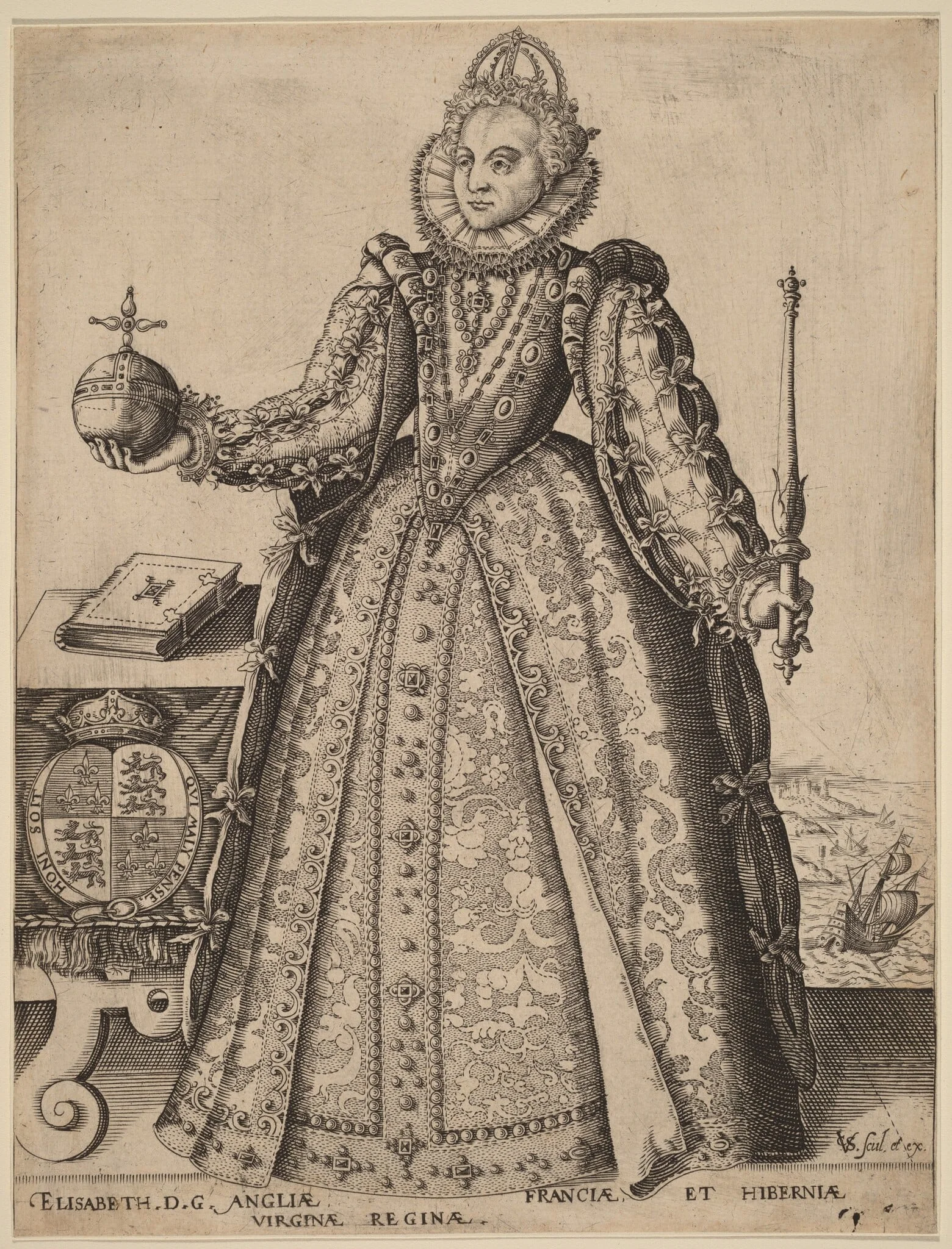 Elizabeth, Queen of Great Britain, by Christoffel van Sichem I, ink, 1601