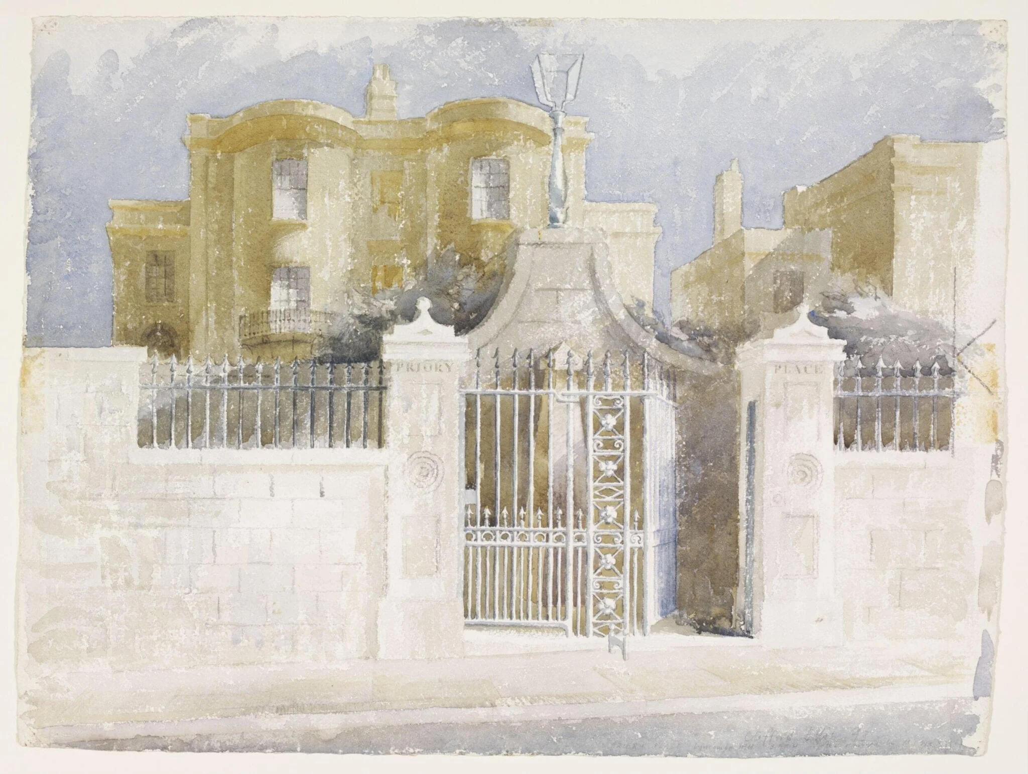 Priory Place, Lyncombe Hill, Bath, by Ellis, watercolor, 1943
