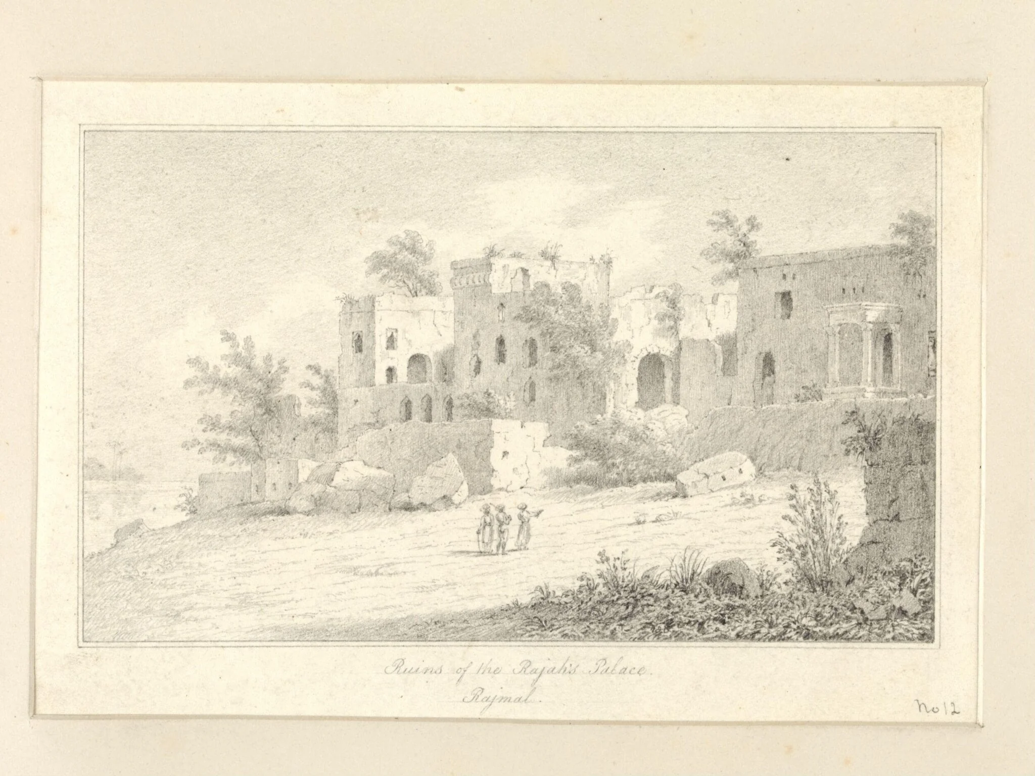 Ruins of the Rajah's Palace Rajmal, by Robert Captain Smith, 1830