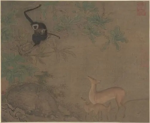 南宋  佚名  猿鹿圖  冊頁|Gibbons and Deer