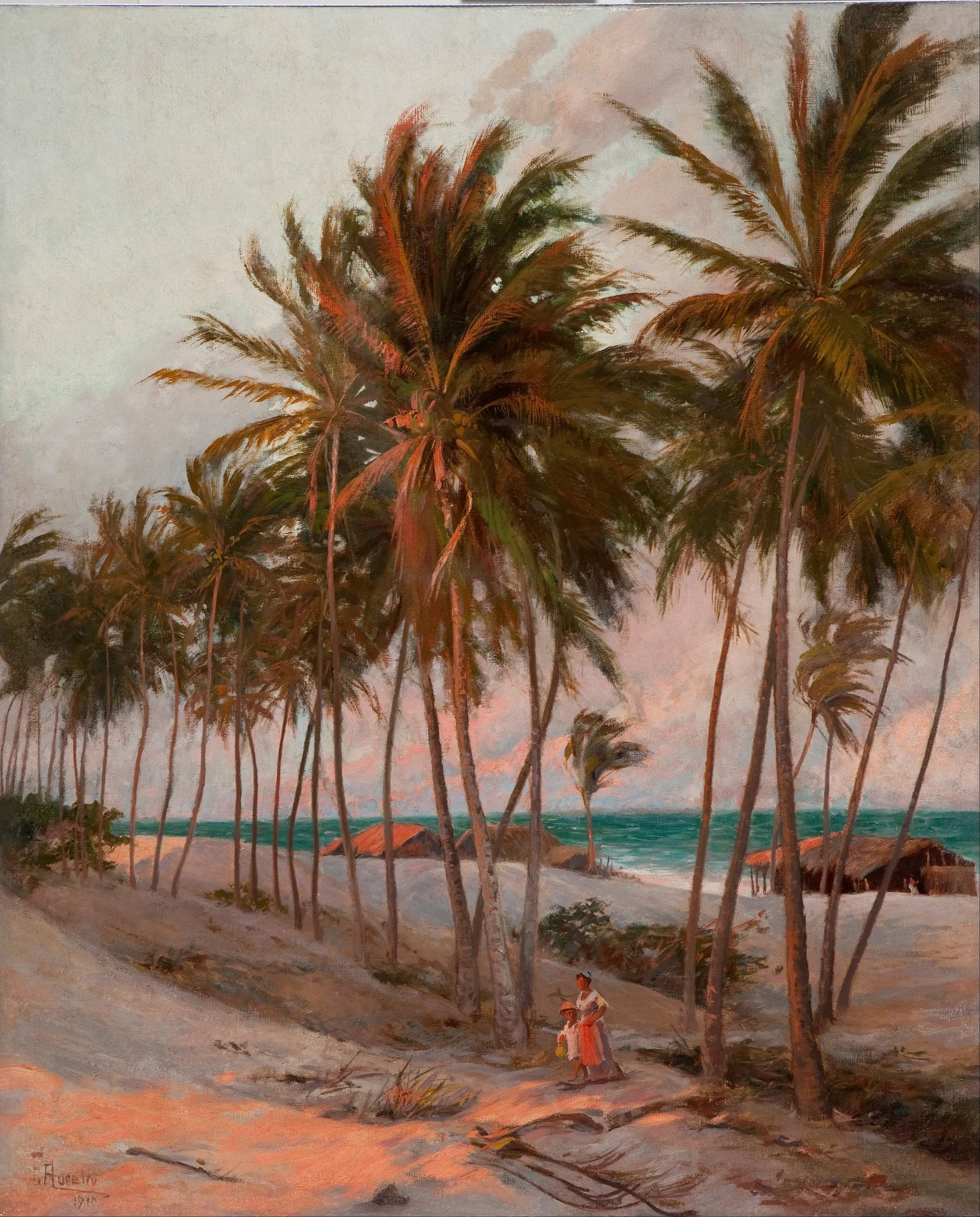 Beach in Fortaleza, by Aurélio de Figueiredo, oil, 1910