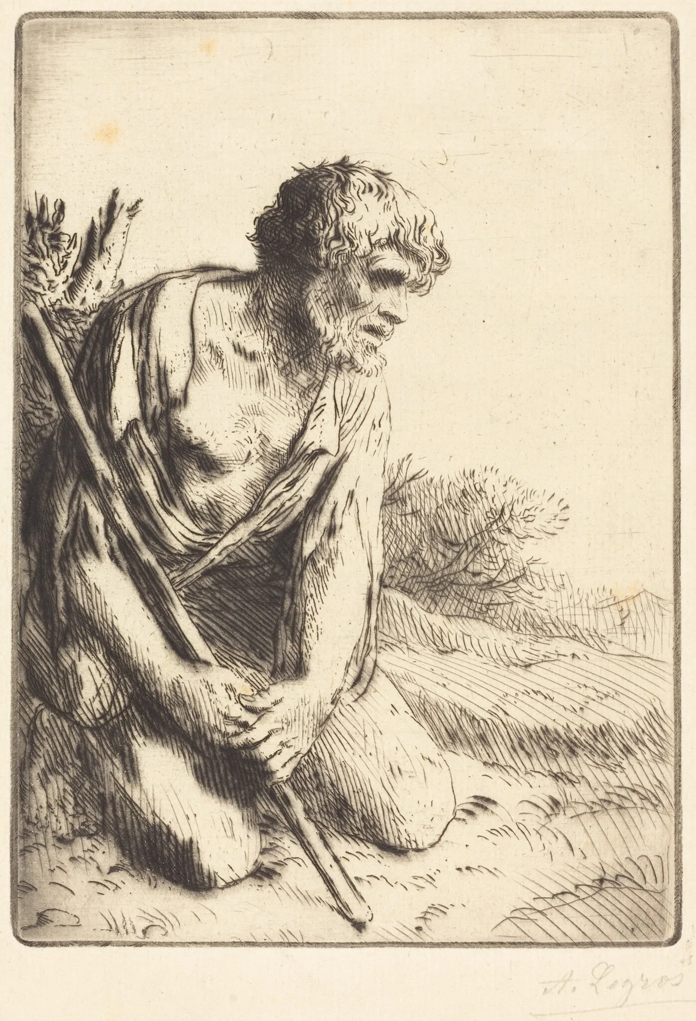 The Prodigal Son, 3rd plate (L'enfant prodigue), by Alphonse Legros, ink, 1874