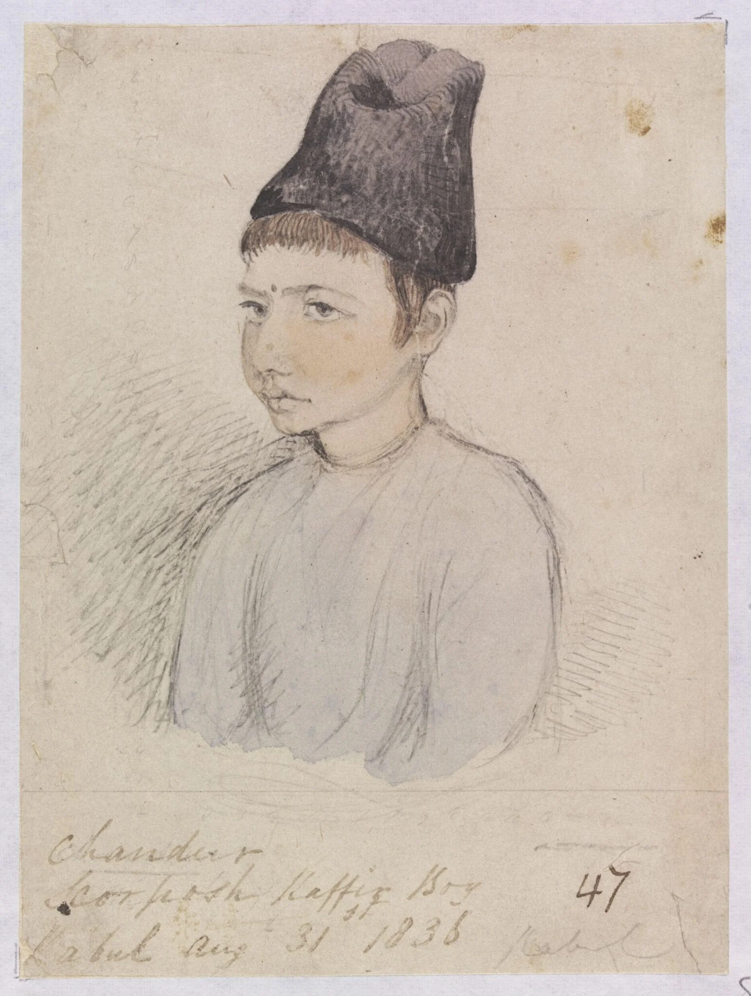 Chandur  Seorposh Kaffir Boy, by Godfrey Thomas Vigne, watercolor, 1836