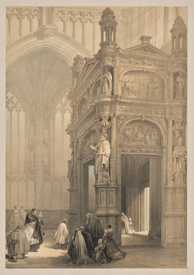 Sketches in Belgium and Germany, Second Series:  No. 20 - Portail, Church of St. Peter, Louvain, by Louis Haghe, 1845