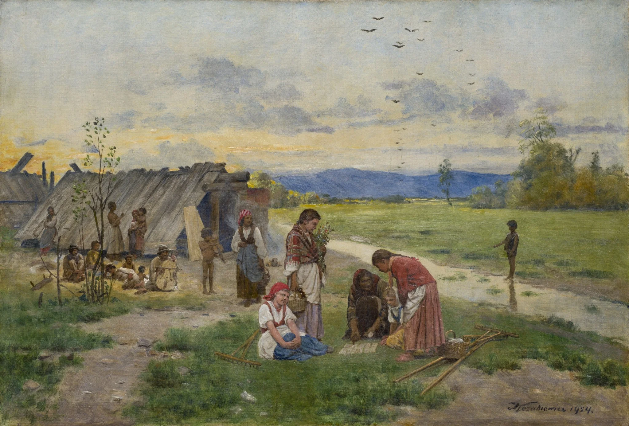 Gypsies, by Antoni Kozakiewicz, oil, 1924
