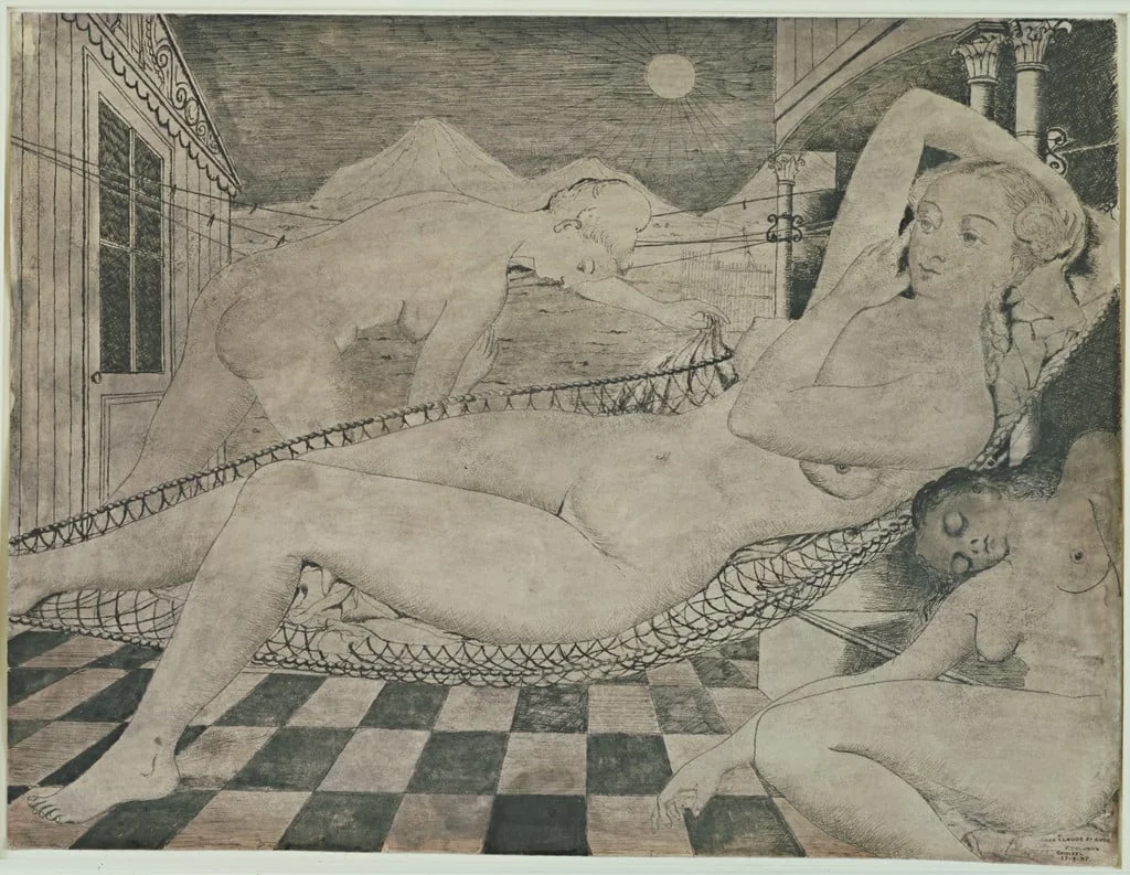 Untitled, by Paul Delvaux, watercolor, 1947