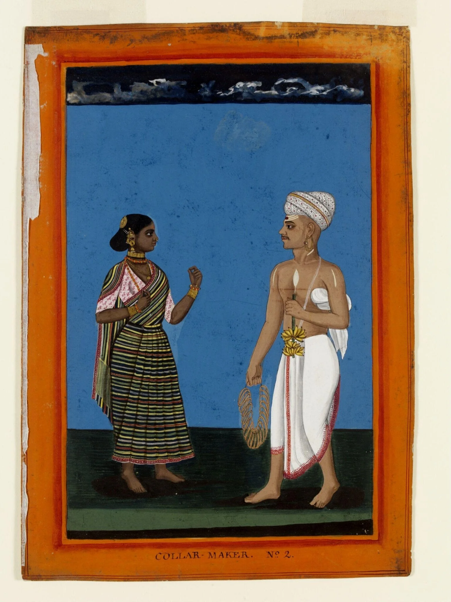 A necklace-seller and his wife, by Unknown, paint, 1770