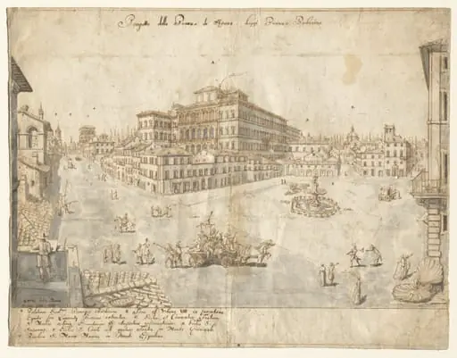 Eighteen Views of Rome: The Piazza Barberini (recto)