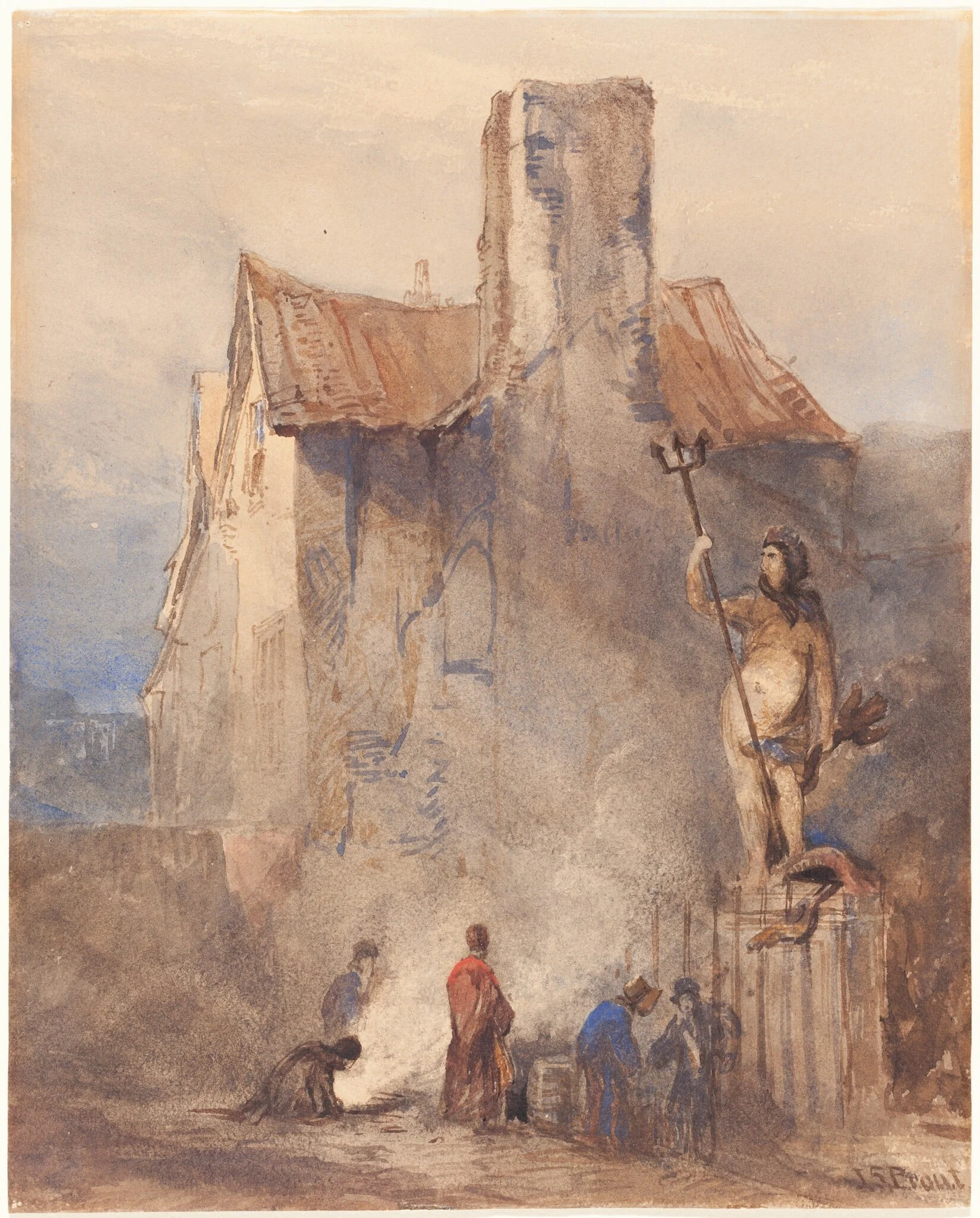 The Bristol Riots: The Burning in the Street, by John Skinner Prout, watercolor, 1841
