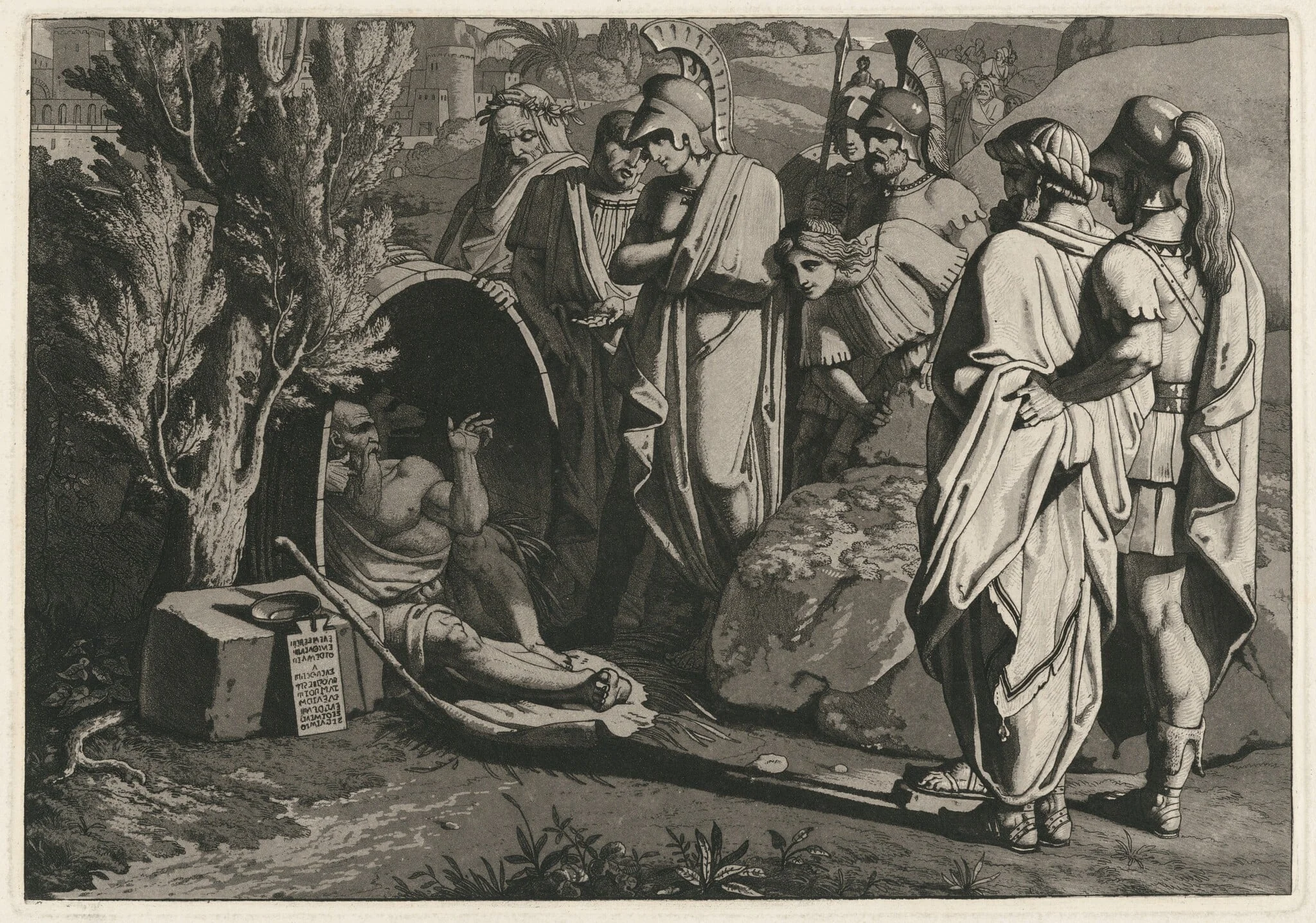 Diogenes in His Tub with Alexander and His Generals, by Carl Russ, ink, 1810