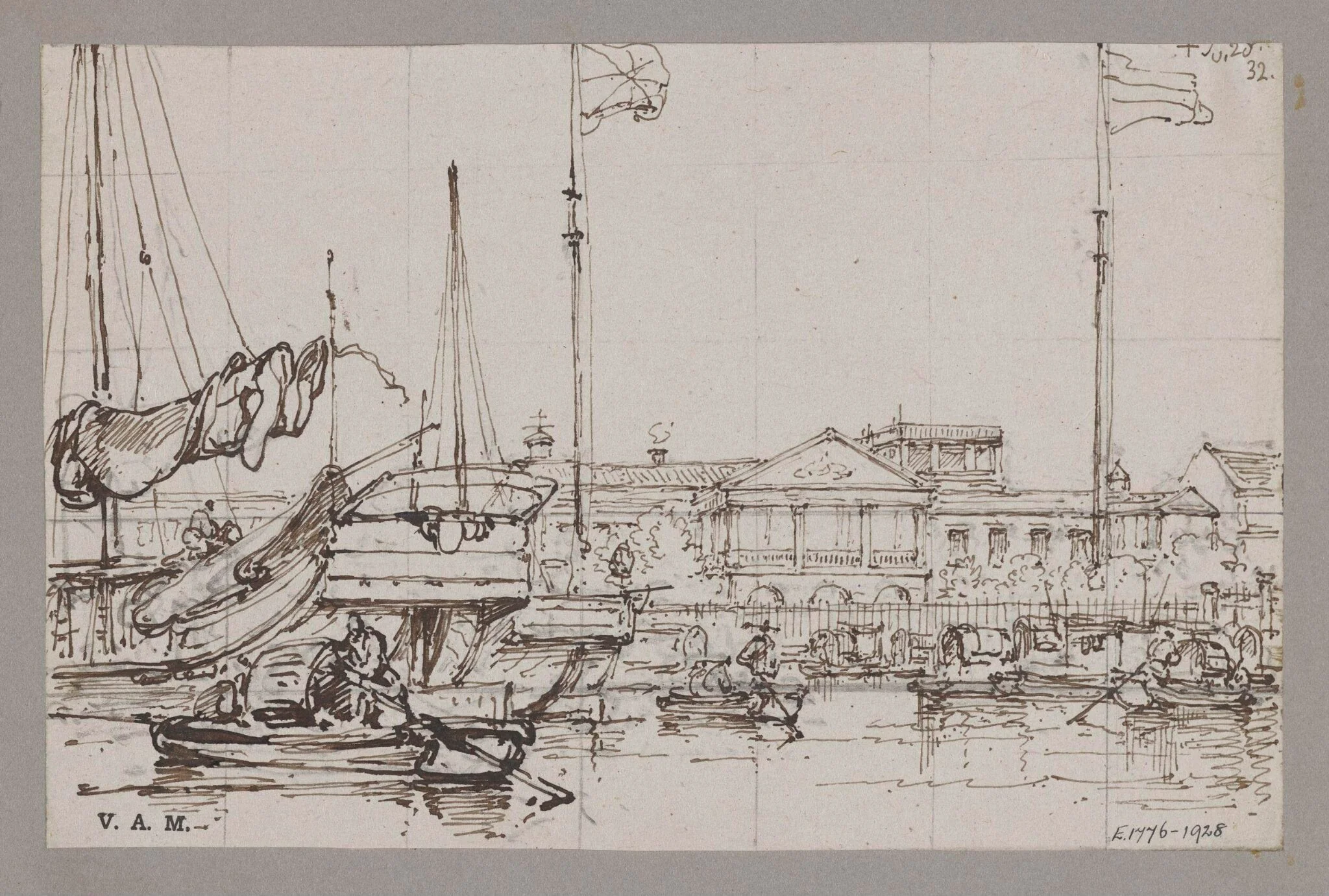 View of East India Company's Factory, Canton, by George Chinnery, 16