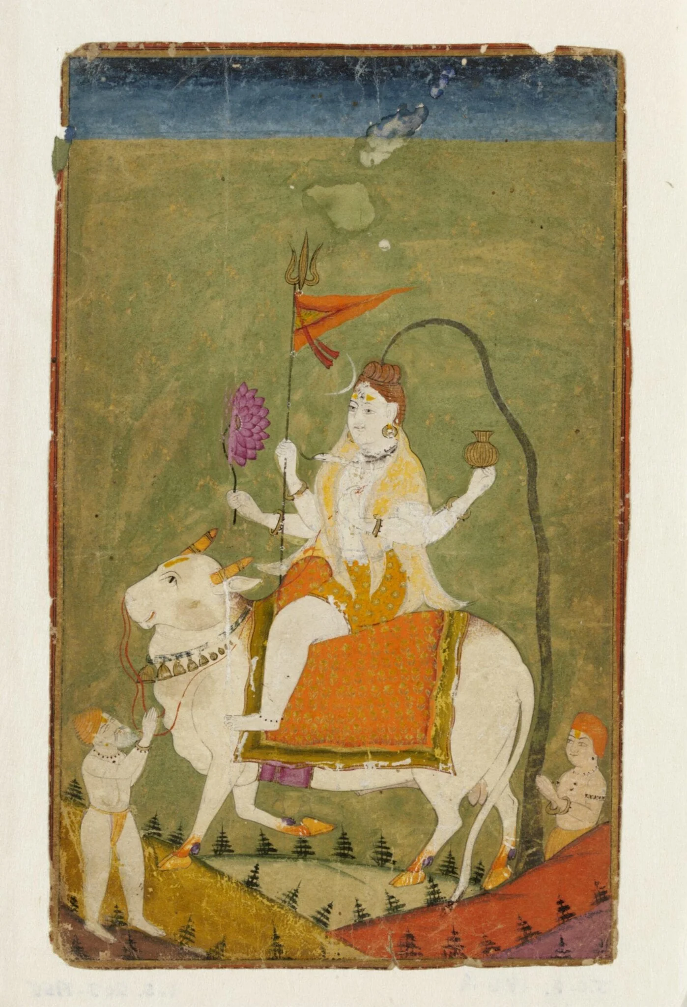 Shiva on Nandi, by Unknown, paint, 1750