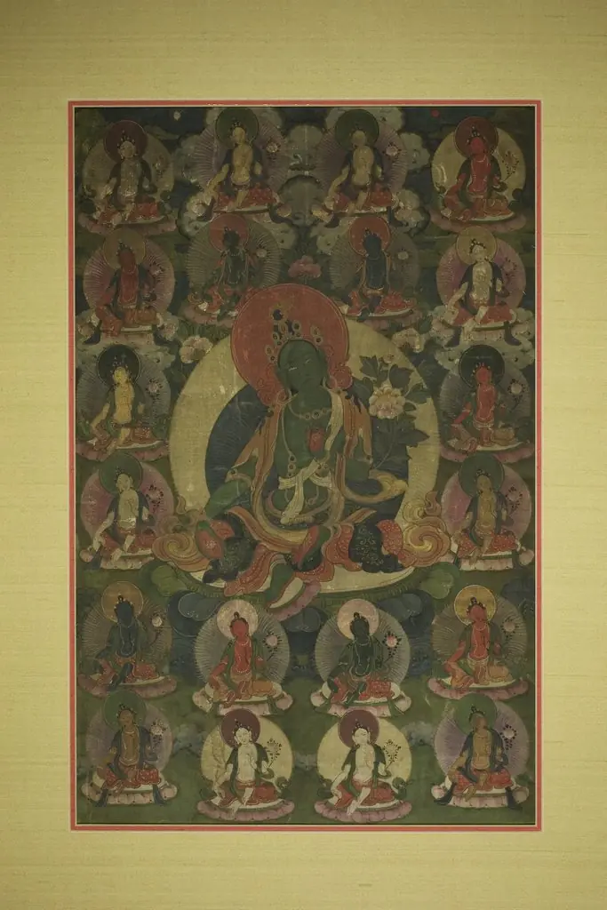 Painted Banner (Thangka) of Green Tara Surrounded by Twenty Manifestations