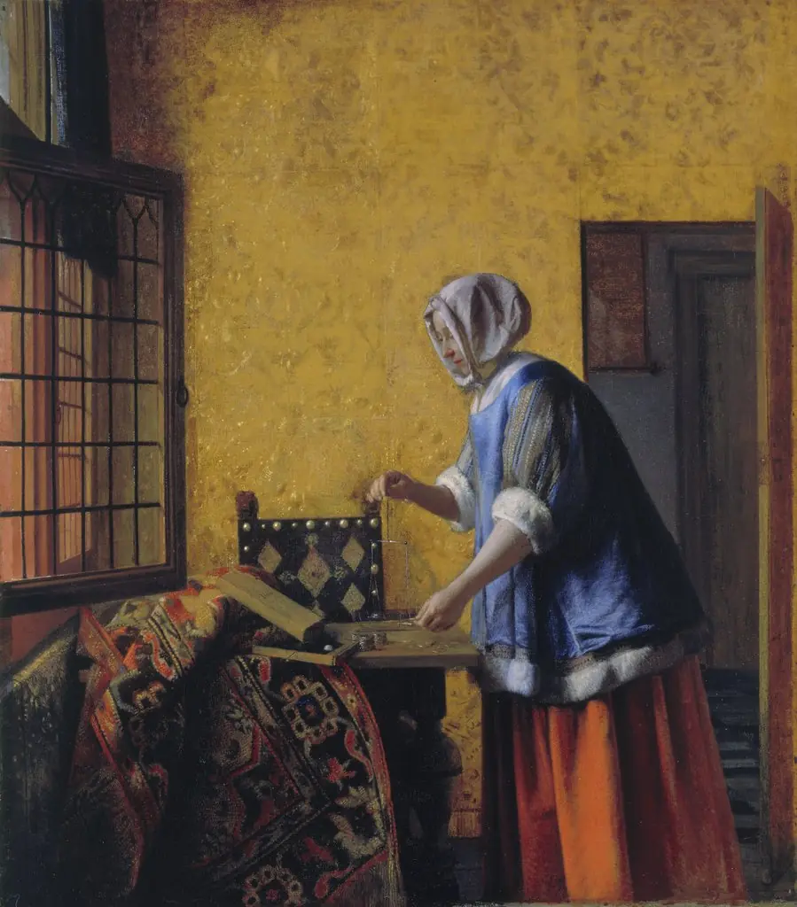 Interior with a Woman weighing Gold Coin