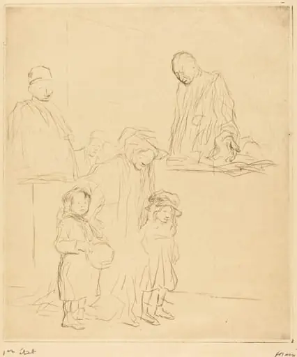 La sortie de l'audience (1ère planche) (Coming Out of the Hearing) (first plate)